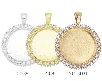 1inch 25mm Round Claw Rhinestones Pendant Tray, Rhinestone setting for Cabochon 10 pieces/lot C4188
