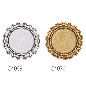 10pcs Cameo Brooch base with 25mm bezel, fit 25mm round cabochons