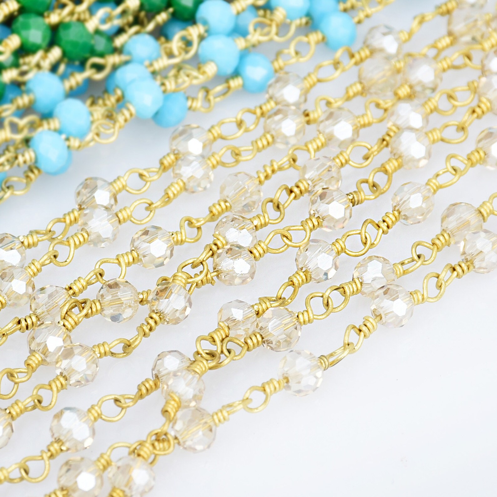 4mm Glass Bead Chain Crystal Bead Chain Bead Chain Jewelry Etsy