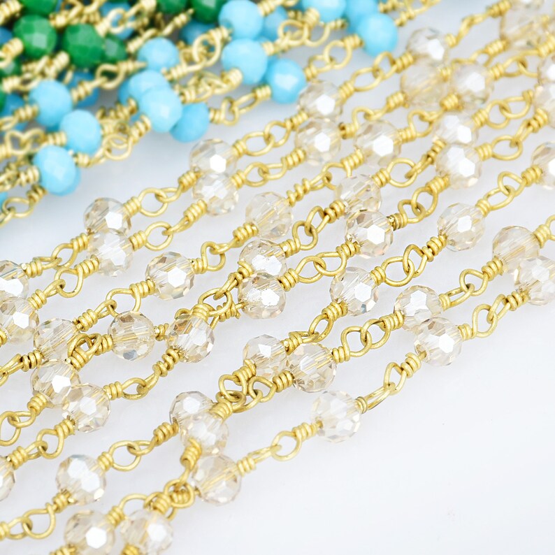 4mm Glass Bead Chain Crystal Bead Chain Bead Chain Jewelry Etsy