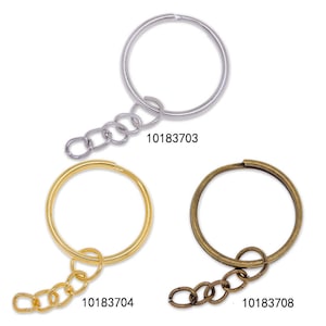 22mm Eisen Schlüsselbund Ringe mit befestigter Kette und Biegering Großhandel Lot lose Schmuck 50 Stück 101.837