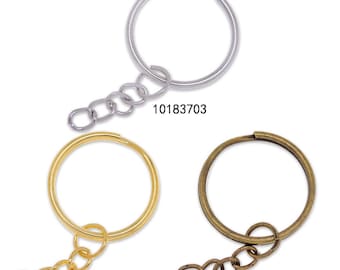 22mm Iron Keychain Rings with Attached Chain and Jump Ring Wholesale Lot Bulk jewelry 50pcs 101837