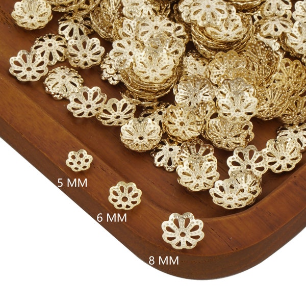 Capuchons de perles remplis d'or 14 carats - Style filigrane pour la fabrication de bijoux et de colliers 104034