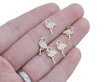 14k Gold Filled Flamingo Pendant, Micropavé CZ Flamingo Necklace, Cubic Zirconia animal Charm, Symbol of beauty, gift for her 10423058