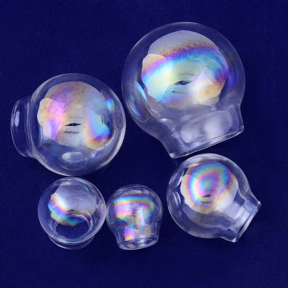 10-Piece Glass Globe Vial Bottles With Screw Tops - Small Charm Pendants For Jewelry Making