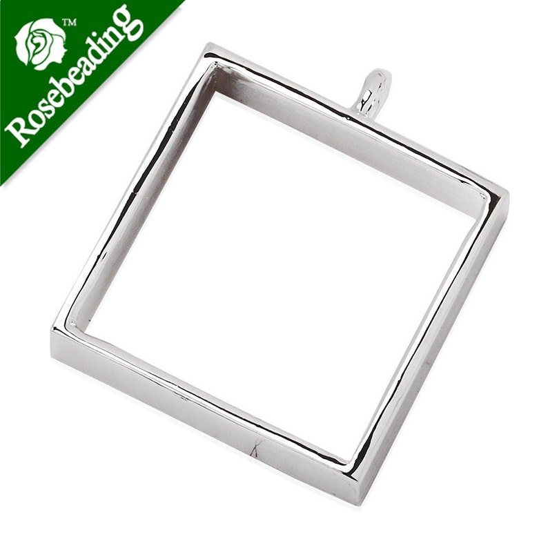 Open Back for Resin Polymer 10PCS 25*25mm Square Open Back Bezel Pendant etc Open Back Frame with 1 Loop 100229