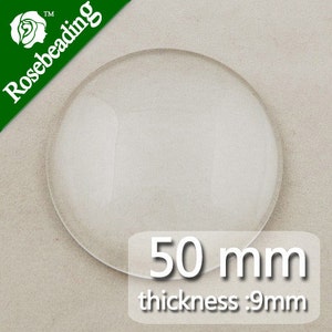 10pcs 50mm/2inches Round Flat Back chiaro cristallo vetro Cabochon, Top qualità-C1304