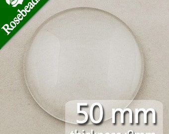 10PCS 50MM/2inches  Round Flat Back clear Crystal glass Cabochon,Top quality-C1304