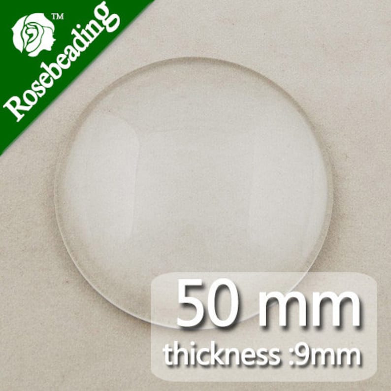 10PCS 50MM/2inches Round Flat Back clear Crystal glass Cabochon,Top quality-C1304 image 1