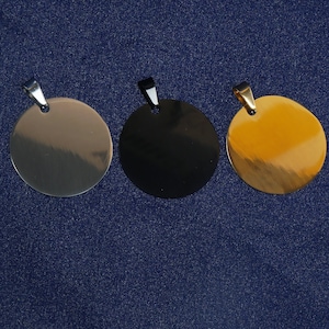 10PCS 35mm Shiny Stainless Steel Dog Tag Round Dog ID Card, DIY Blank Pet Tags 103721
