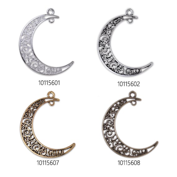 30x Retro Crescent Moon Charm Silver Pendant Alloy Necklace Jewelry DIY Material