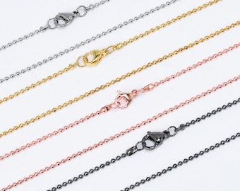 18" Stainless Steel Chain Necklace 1.5mm bead chain with Lobster Clasp Dainty Chain For Pendant Charm DIY Jewelry accessories 5pcs 102941