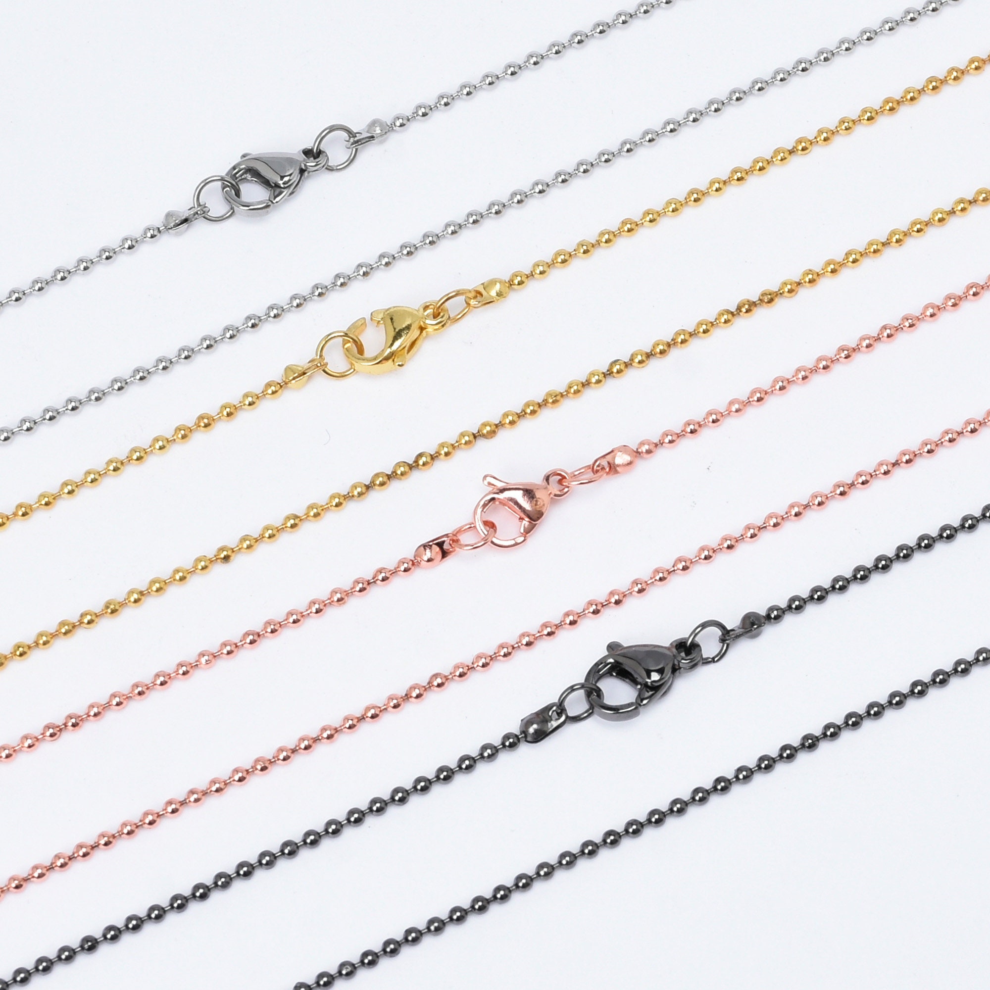 18 Stainless Steel Chain Necklace 1.5mm Bead Chain With Etsy