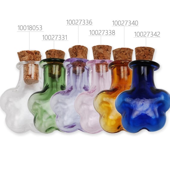 10 STÜCK bunte PflaumenblütenForm kleine Glasflaschen kleine Glasflaschen leere kleine Flaschen Großhandel, winzige Flaschen mit Korken
