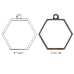 20 Hexagon Resin Bezel Open Back Blank,30.6x28.8x2.8mm Pressed Flower Frame Pendant