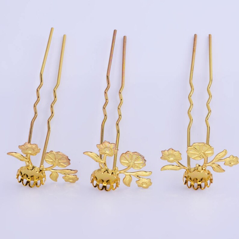 75mm Brass U Shape Hair Pin Base Flowers and U Pins With 10mm Etsy