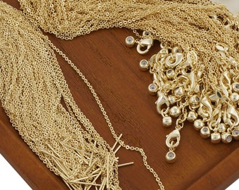 18&quot; 14k Gold filled Adjustable Necklace Foundation for Beads & Charms,cable chain Jewelry Making 5pcs 10405050