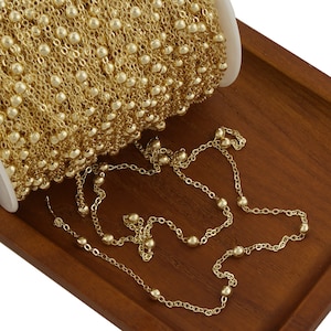 14k Gold Filled Beaded Chain - Unfinished for Custom Jewelry Making - Ideal for Bracelets & Necklaces 6 feet 104048