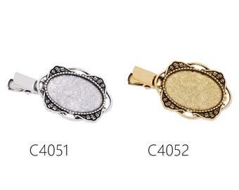 10pcs Bobby Pin With bezel,fit 20x30mm oval cabochons,bobby pin,bobby blanks,hair pins
