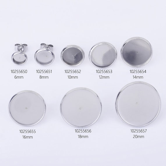 Stud Earring Kit 30pcs Blank Stud Earring 8mm Stainless Steel Cabochon  Setting Earring Post with Stainless Steel Earring Backs for Cabochon Resin  DIY Earring Making (8mm, 30pcs) 