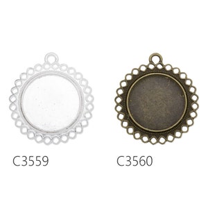 20PCS Zinc Alloy Cameo Cabochon Base Setting Pendants, fit 25mm round cabochons