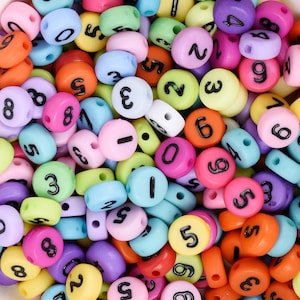 7*3.5mm Colorful Acrylic Alphabet Beads DIY Number Beads 1.3mm Hole 100 Pcs/Bag Mixed 10313450