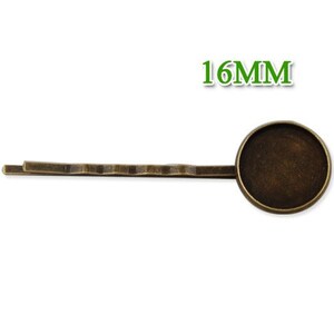 50pcs 55x16MM Bobby Pin With bezel,fit 16mm round cabochons,bobby pin C1829-Antique Bronze