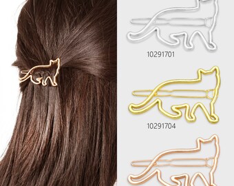 1 1/4 "* 2" Clip de pelo de gato de aleación Pasador de pelo de gato Pasador de pelo minimalista Kawaii Diapositiva de pelo accesorio geométrico para el cabello Suministros de joyería 5 piezas 102917