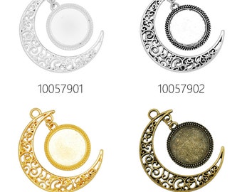 20PCS Zinc Alloy crescent moon pendant fit 16mm Round Cabochons 100579