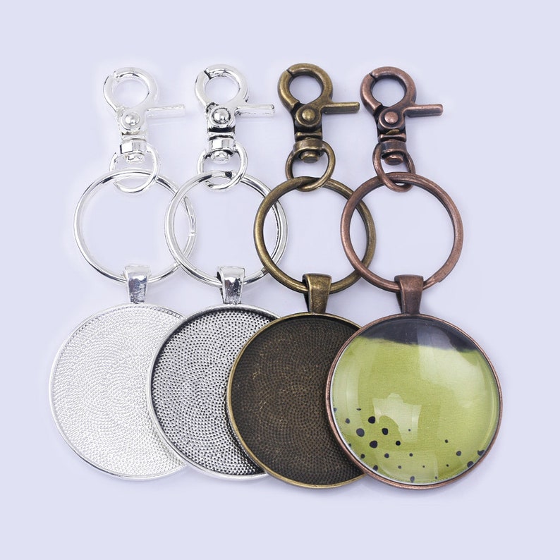 Keychain Fob Kit 38mm Circle Key Fob Craft Kits DIY With Lobster Clasp Key Chain Kits ...
