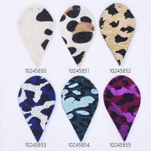 2 1/2&quot;*1 3/8&quot; Leopard Print Leather Teardrops Leather Die Cut Teardrop earrings with 2 holes DIY earrings 2pcs 102458