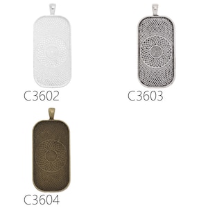 20PCS 25x50mm Rectangle Zinc Alloy Cameo Cabochon Base Setting Pendants, fit 25x50mm cabochons