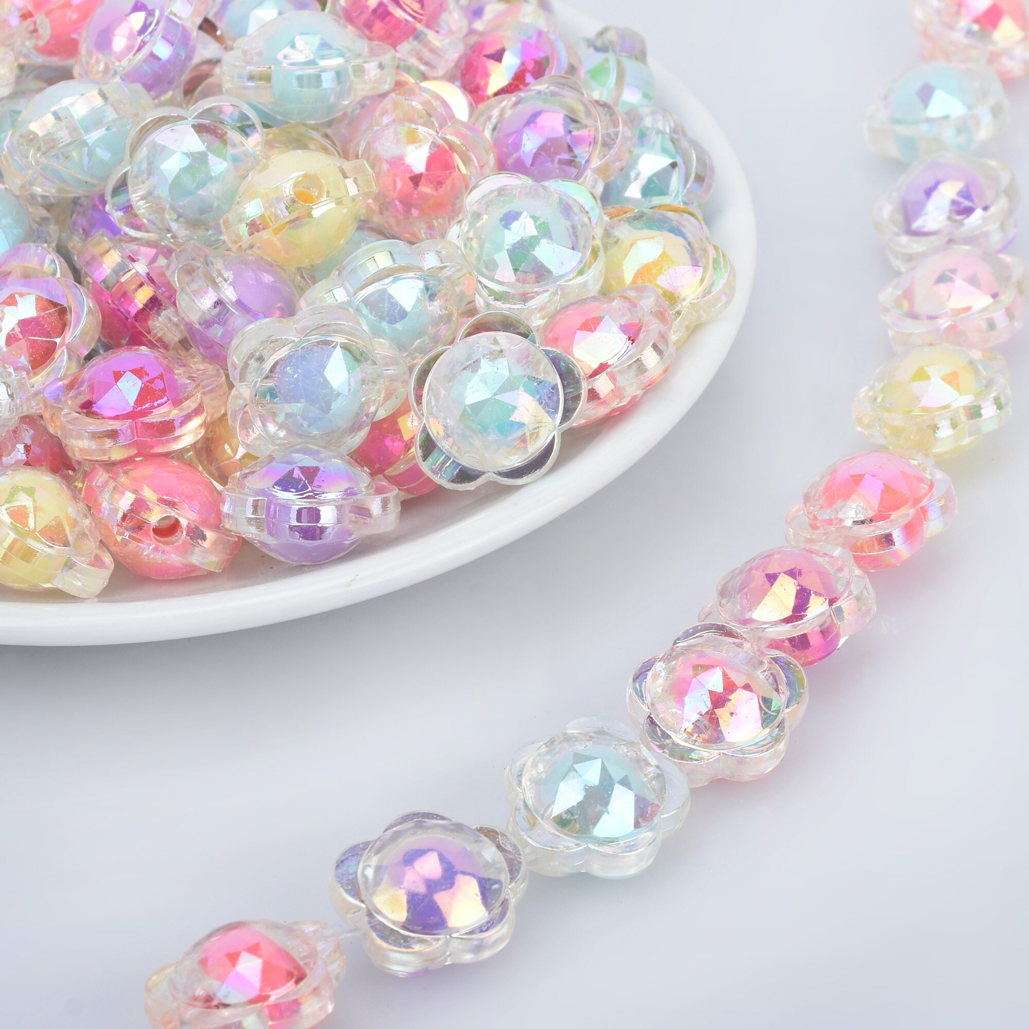 1618mm Acrylic Flower Beads Pastel Beads Mix Translucent Etsy
