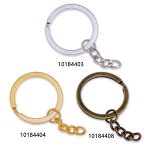 20mm Flache Bügelringe mit Verlängerungskettchen Ring Verbinder DIY Split Key Ring 50Stk 101844