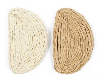 6pcs Natural Rattan Earring Pendant Semicircle Wooden Straw Charms Handwoven Findings Jewelry Making 103946