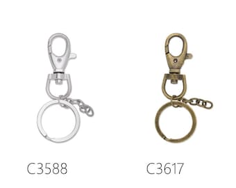 5 llaveros con conectores giratorios de 32,5 mm, mosquetón y kit de cordón.