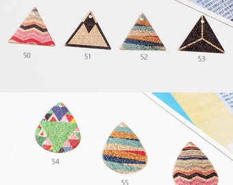 Enameled Copper charms Copper Boho Earrings Dangle diy Etched copper earrings 10pcs/bag 102357