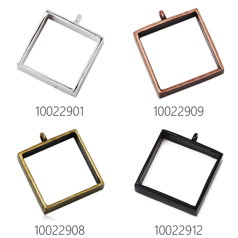 Open Back for Resin Polymer 10PCS 25*25mm Square Open Back Bezel Pendant etc Open Back Frame with 1 Loop 100229