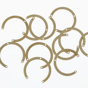6pcs Raw Brass connector Charms Circle Earring Pendant 3-hole earring connector-earring findings-Jewelry Supplies 10381050