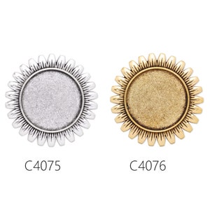10pcs Cameo Brooch base with 25mm bezel, fit 25mm round cabochons