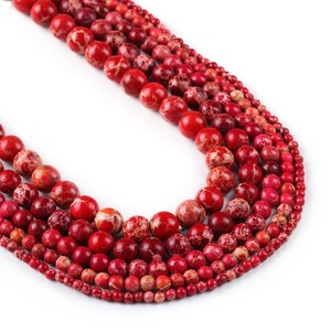 4mm/6mm/8mm/10mm/12mm Red Sea Sediment Jasper Beads Regalite Round Imperial Stone 15 Inches 103000
