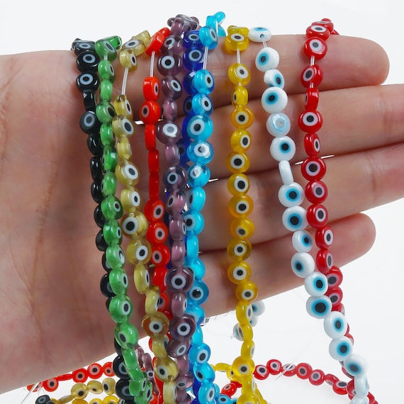 Flat round glass beads sale