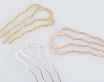 34*60mm Brass 4 Teeth Barrette Hair Combs Metal Hair Stick Simple Minimalist Hair Fork hair accessories Hair Jewelry 5pcs 102854