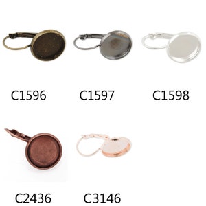 50PCS 14MM French Lever Back Earring Blank, Earring Base Settings,fit 14MM round cabochons