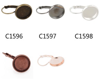 50PCS 14MM French Lever Back Earring Blank, Earring Base Settings,fit 14MM round cabochons