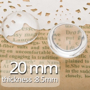 50PCS 20MM Semicircle Flat Back clear Crystal glass Cabochon,Crystal Glass Magnifying High Dome Half Sphere Round Cabochon- C3457