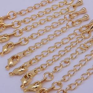 56mm Brass Extension Chain lobster clasps Chain Necklace Bracelet Makings 10pcs 10202305