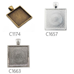20PCS 1inch Square Pendant tray,Cameo Cabochon Base Setting Pendants,fit 25x25mm cabochons