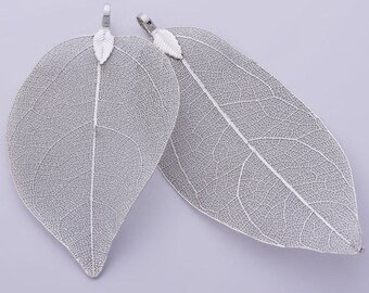 2  Dipped Leaf Charm Drop Pendant earrings Wedding Jewelry,making supply 50-55MM