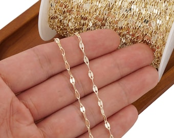 6 feet 2.3*4.5mm 14K Gold Filled Dapped Sequin Chain, DIY Necklace and Bracelet Accessories 10414350